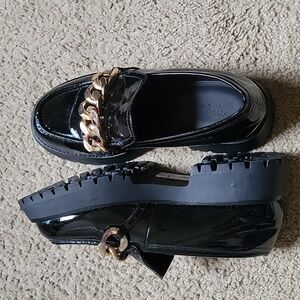 Asos chunky loafers with gold chain